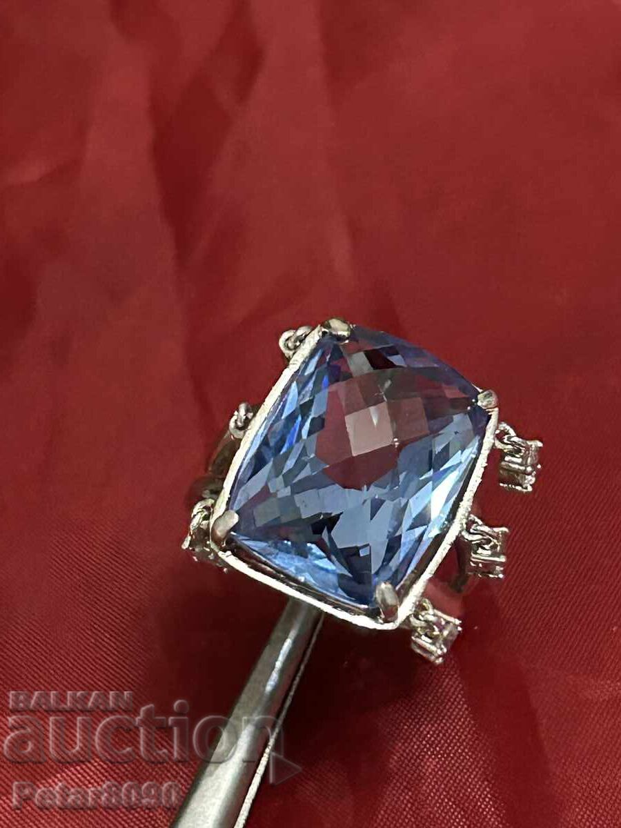 Inel de damă din argint cu acvamarin, topaz, spinel 19/14mm