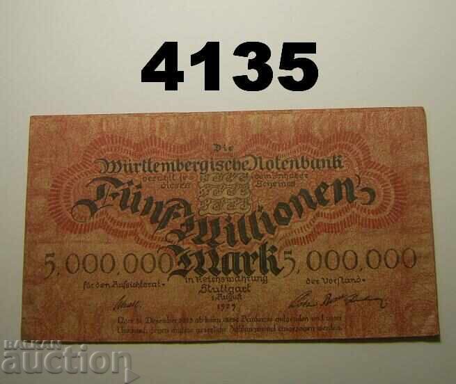 Germania 5 milioane mărci 1923 Württembergische Notenbank cu preț € 3.00 | 5.87 BGN