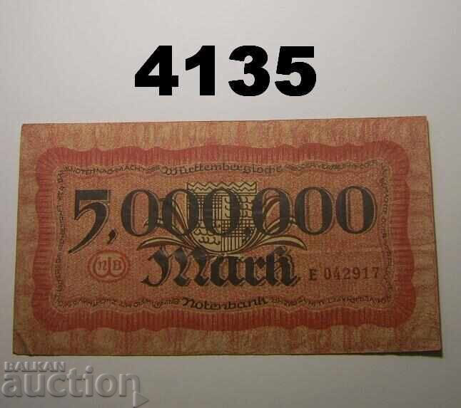 Germania 5 milioane mărci 1923 Württembergische Notenbank