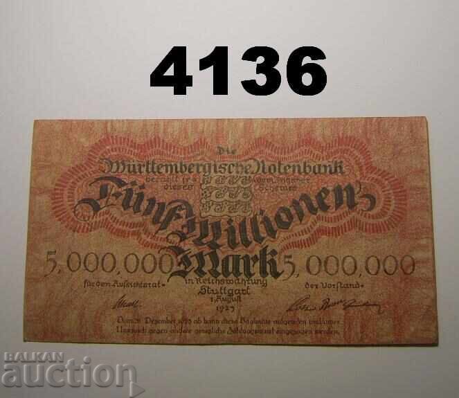 Germania 5 milioane mărci 1923 Württembergische Notenbank cu preț € 4.00 | 7.82 BGN