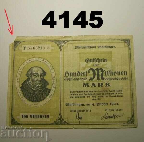 Waiblingen 100 milioane marci 1923 Germania