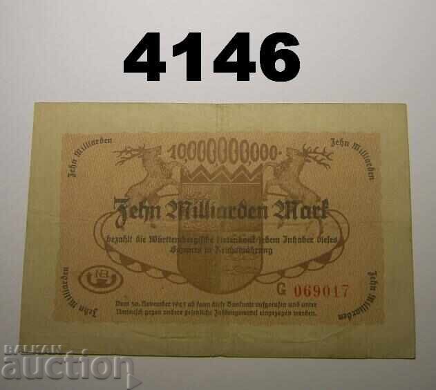 Germania 10 miliarde mărci 1923 Württembergische Notenbank cu preț € 17.50 | 34.23 BGN