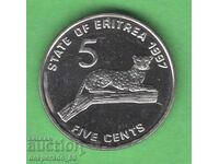 (¯`'•.¸ 5 Cents 1997 ERITREA ¸.•'´¯)