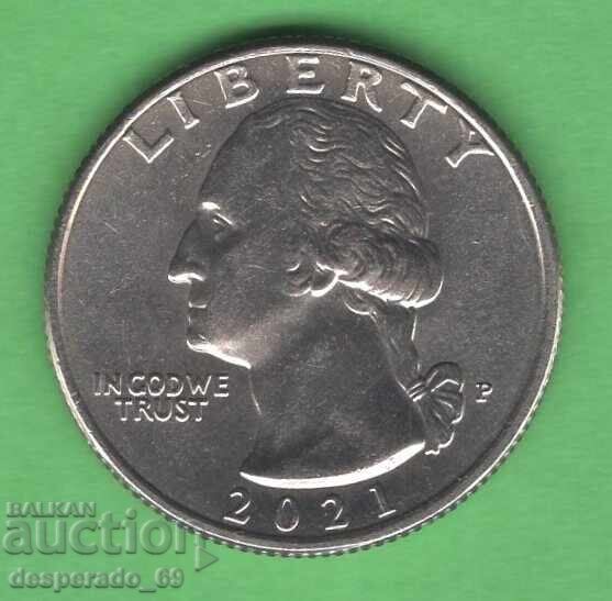 (¯`'•.¸ 25 cents 2021 P USA (Crossing the Delaware) UNC- with price € 0.90 | 1.76 BGN