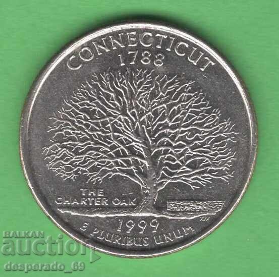 (¯`'•.¸ 25 cenți 1999 D SUA (Connecticut) ¸.•'´¯)
