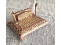 Desk set made of exotic wood and brass