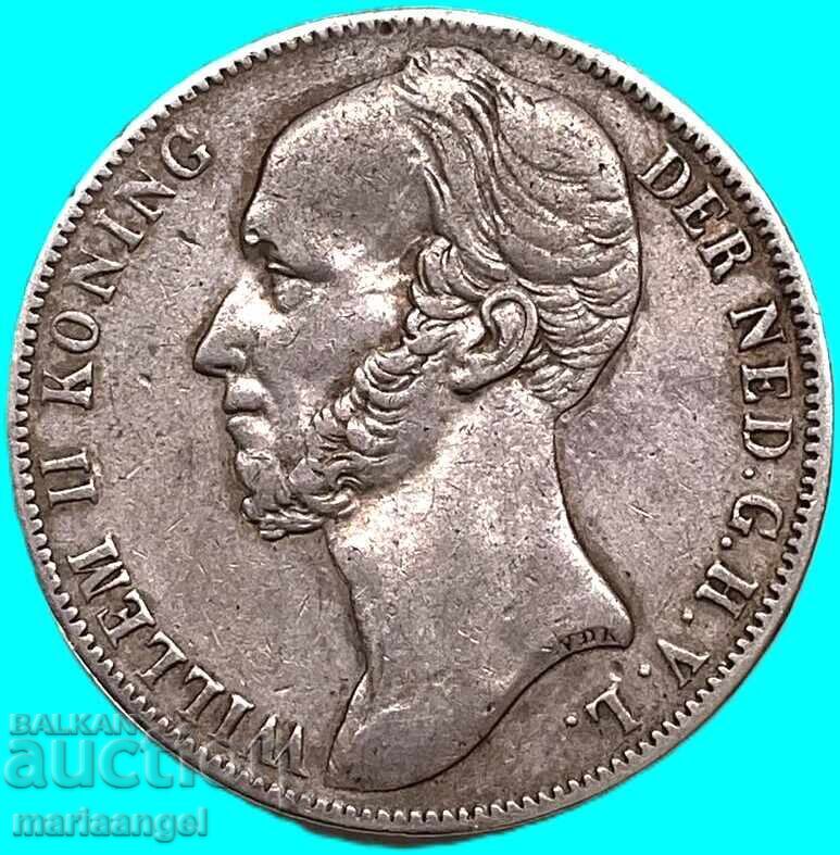 Țările de Jos 1 Gulden 1845 Wilhelm II argint - 7