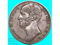 Нидерландия 1 Гулден 1845 Вилхелм II сребро