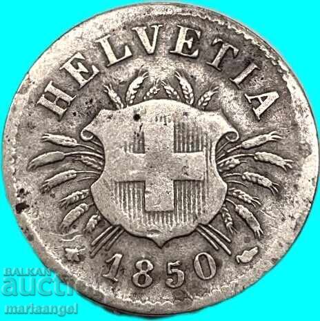 Licitație Elveția 5 rappen 1850 Helvetia canton Berna argint
