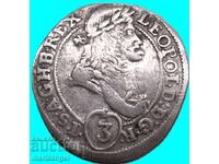 Αυστρία 3 κρόιτσερ 1694 Λεοπόλδος ιταλικό πορτρέτο ασήμι