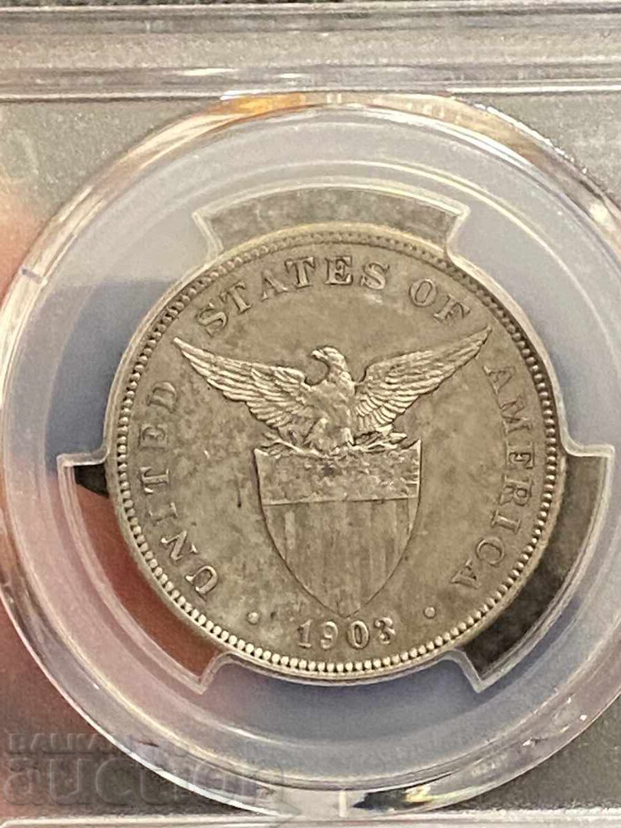 Filipine SUA 50 centavos 1903 argint PCGS AU cu preț € 140.00 | 273.82 BGN