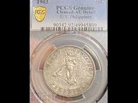 Filipine SUA 50 centavos 1903 argint PCGS AU