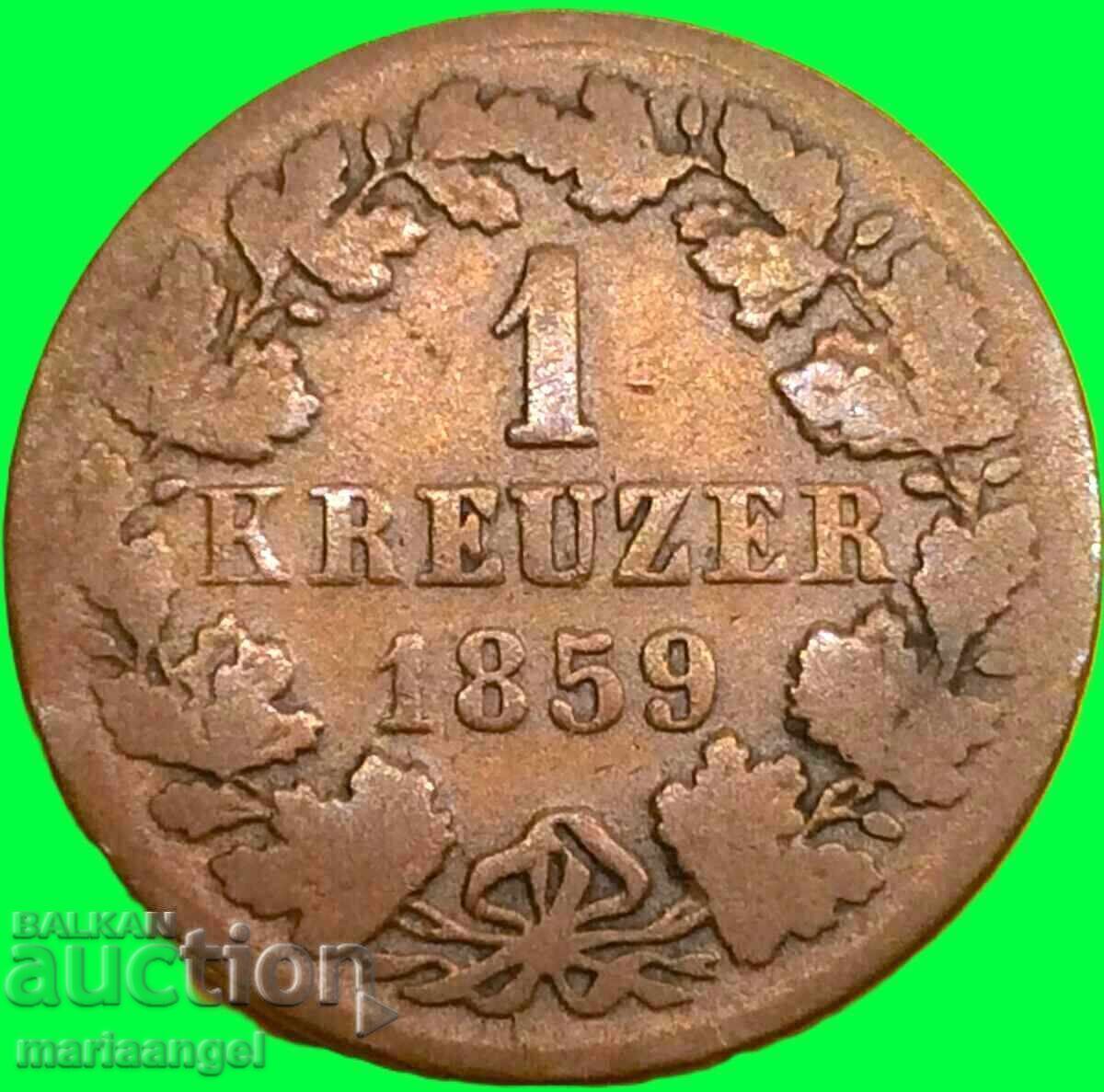 Livrarea Nassau 1 Kreuzer 1859 Germania