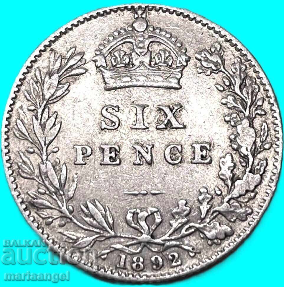 Μεγάλη Βρετανία 6 πένες 1897 Victoria Silver - Rare - 6