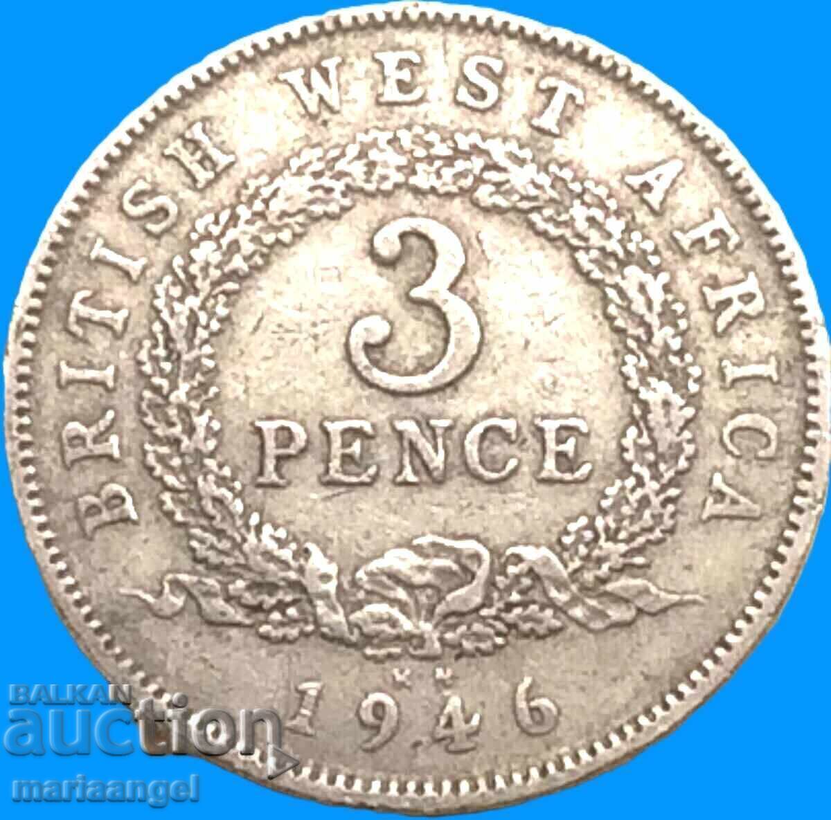 3 Pence 1946 Africa de Vest George al VI-lea - 5