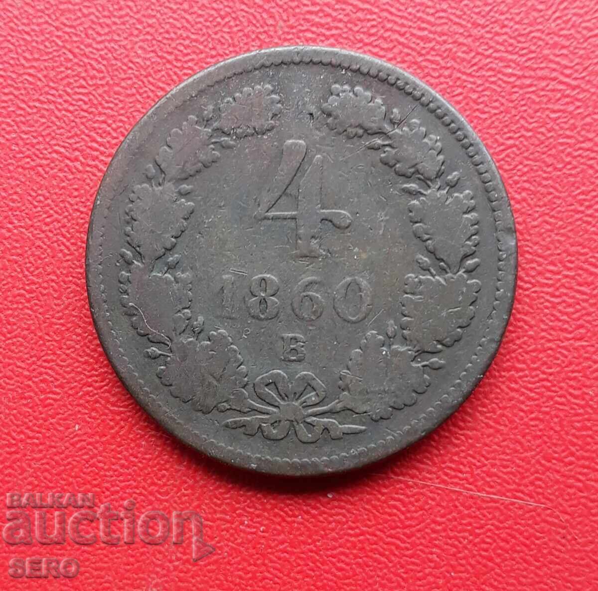 Austria-Hungary-4 kreuzer 1860 B-Kremnitz