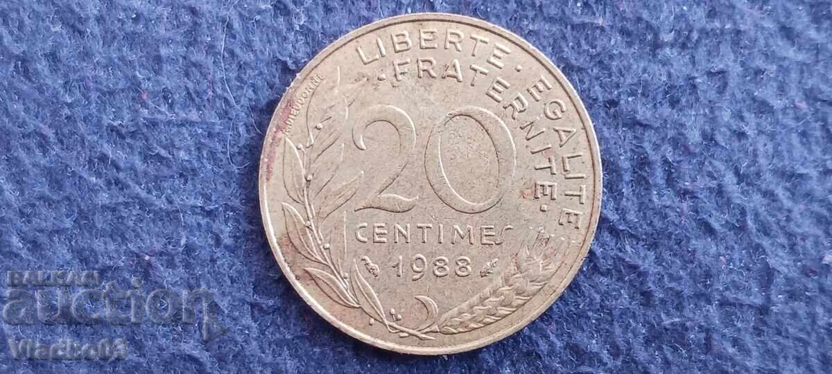 Franța 20 de cenți 1988