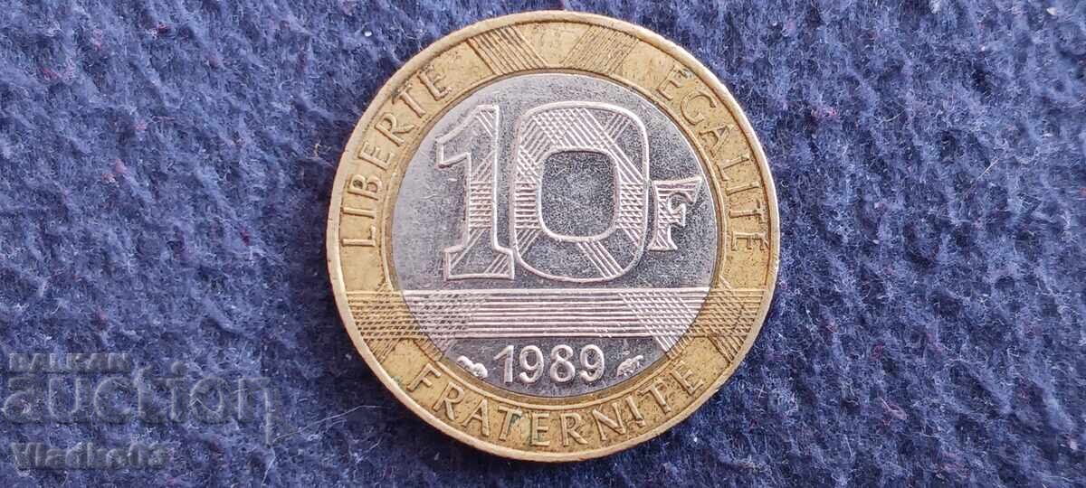 Franța 10 franci 1989