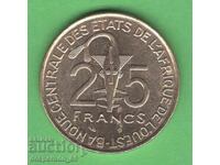 (¯`'•.¸ 25 franci 2002 STATELE VEST-AFRICANE aUNC