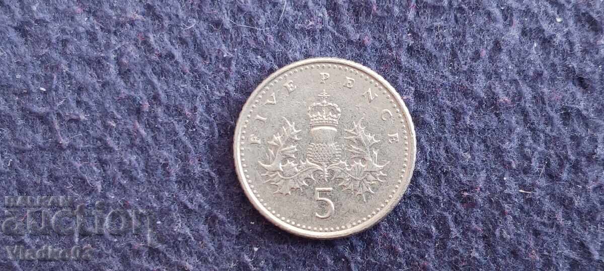 Marea Britanie Anglia 5 pence 1999