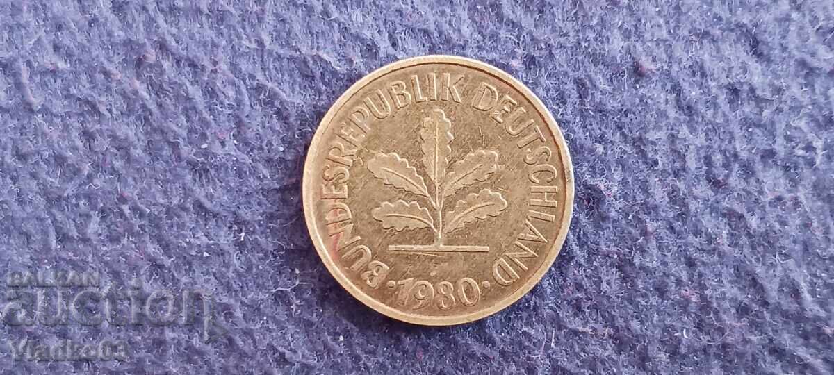 Германия 5 пфенига 1980 J с цена € 0.01 | 0.02 лв.
