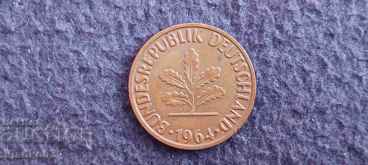 Germania 2 pfennigi 1964 F aUNC cu preț € 0.49 | 0.96 BGN