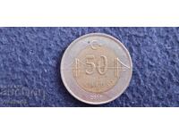 Турция 50 куруша 2010 с моста над Босфора