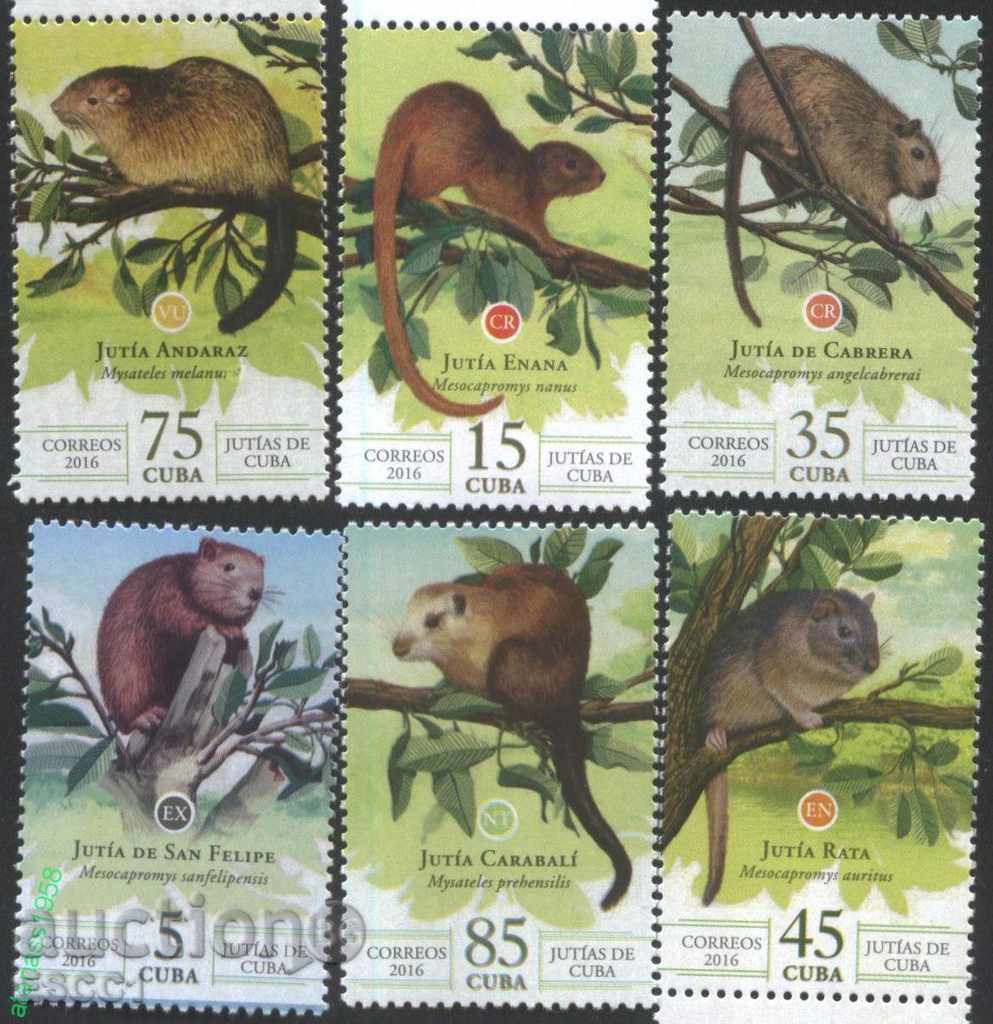 Timbre neștampilate Fauna Hutia 2016 Cuba