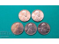 Лот Американски центове-UNC-5бр.