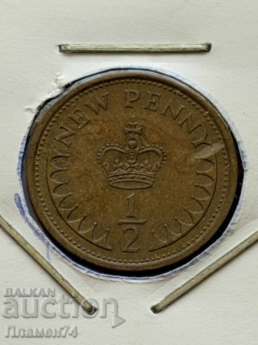 1/2 penny nou 1973 Marea Britanie 1/2 penny nou 1973 Marea Britanie
