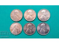 Лот Американски центове-UNC-6бр.