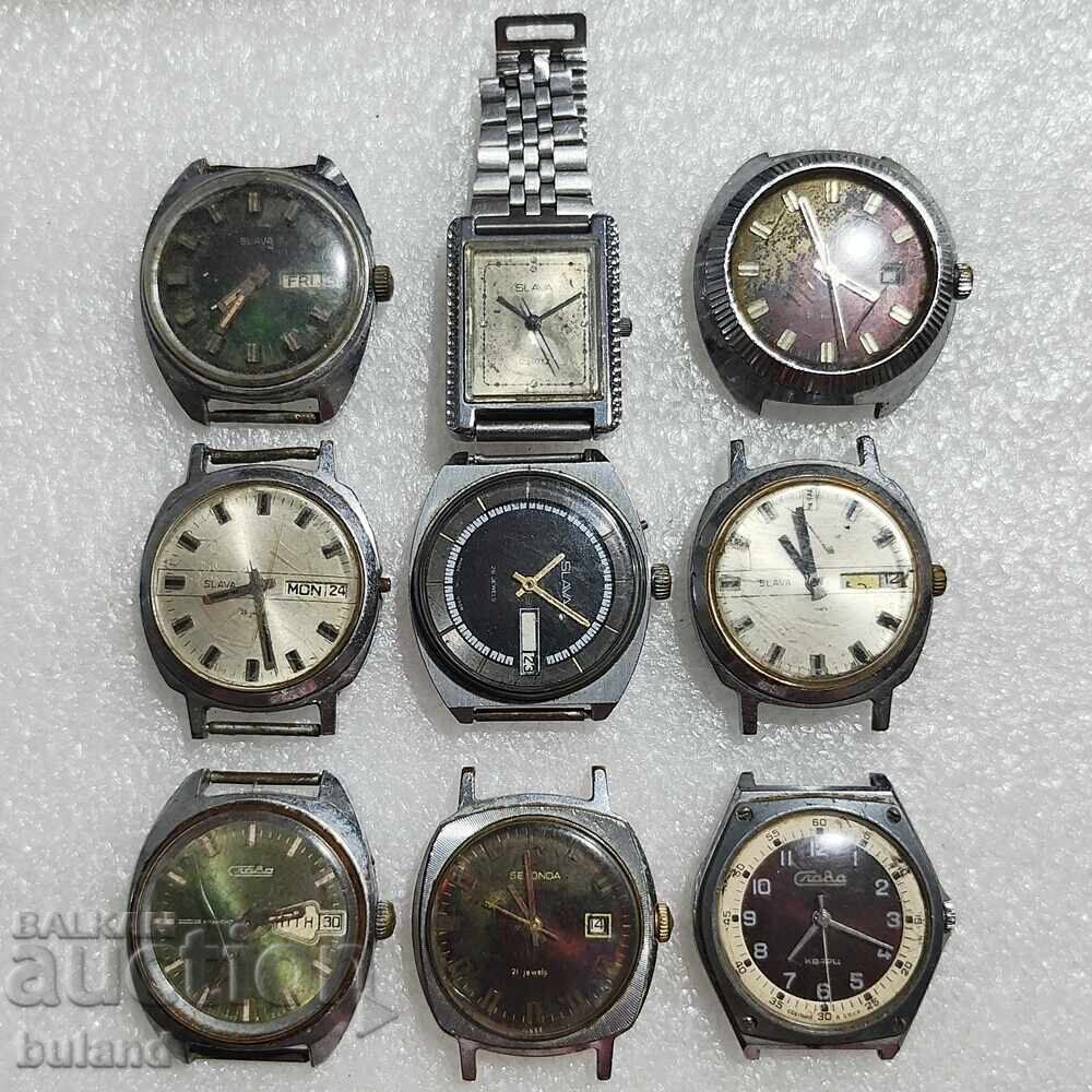 ЛОТ от 9 Съветски Часовника Слава СССР Slava USSR БЗЦ