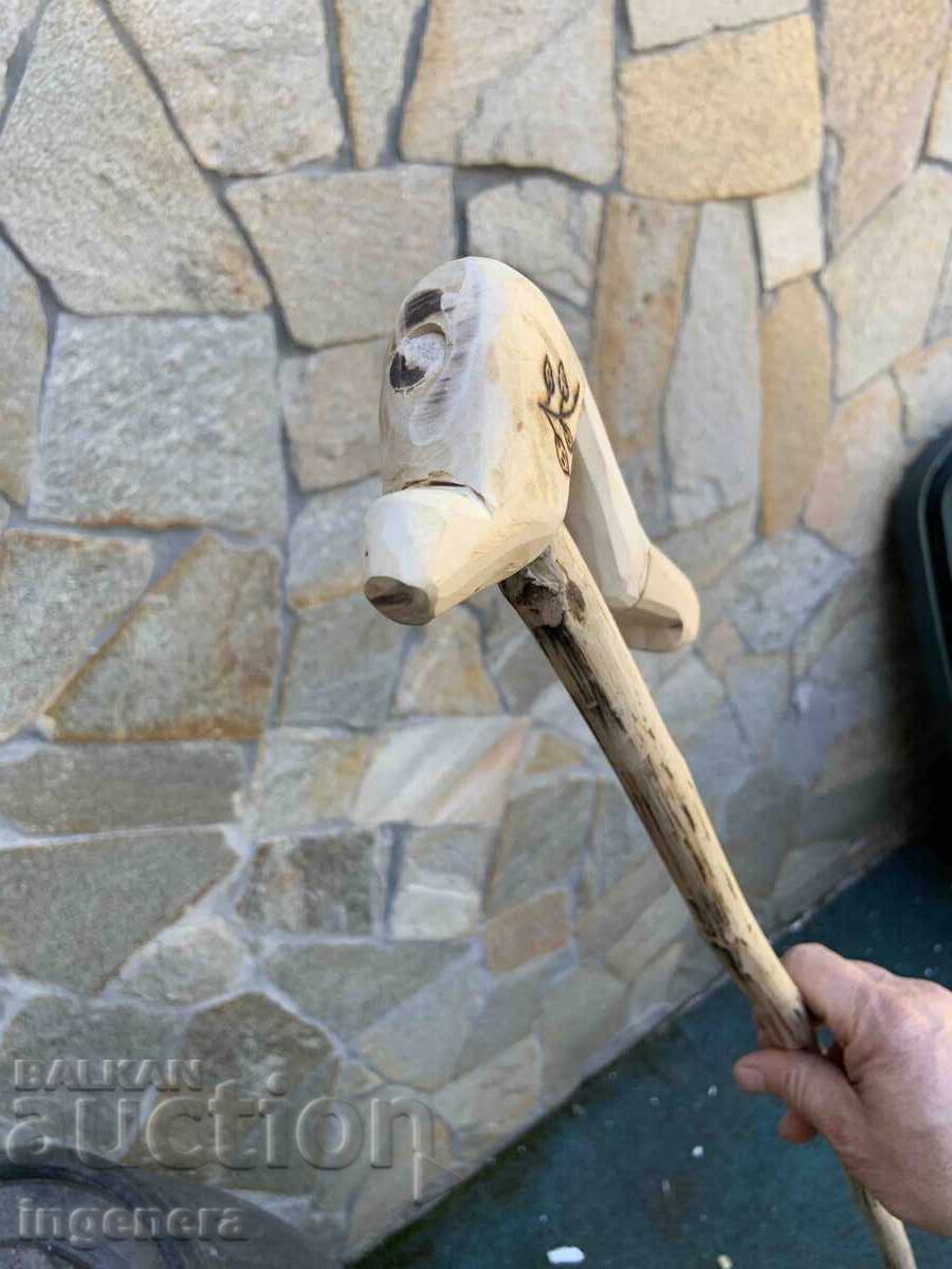 Licitație BĂT DE CIOBAN DIN LEMN DE CARPEN ȘI ALUN, FĂCUT MANUAL - 145 CM