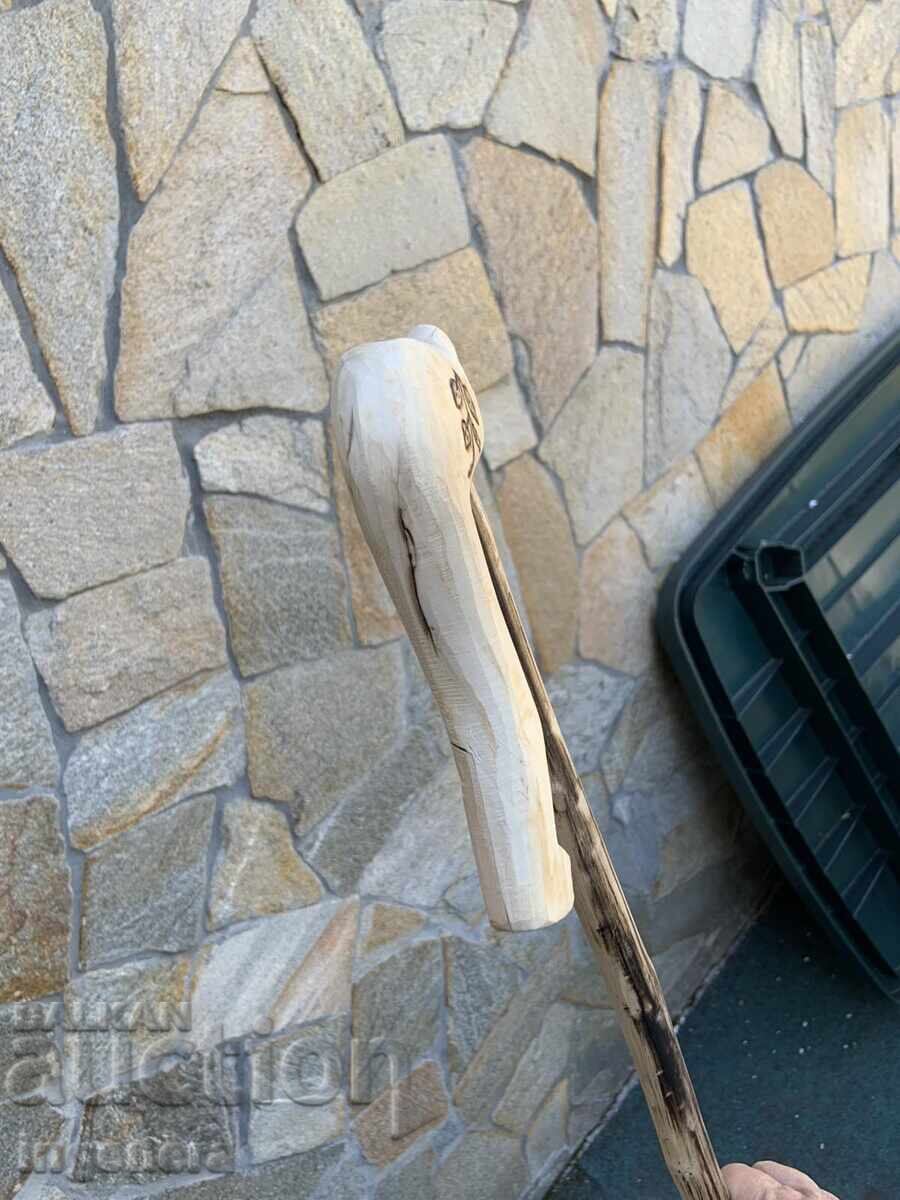 Livrarea BĂT DE CIOBAN DIN LEMN DE CARPEN ȘI ALUN, FĂCUT MANUAL - 145 CM