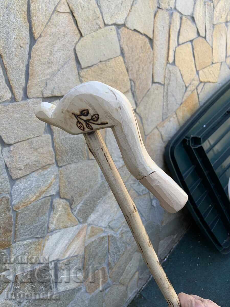 BĂT DE CIOBAN DIN LEMN DE CARPEN ȘI ALUN, FĂCUT MANUAL - 145 CM