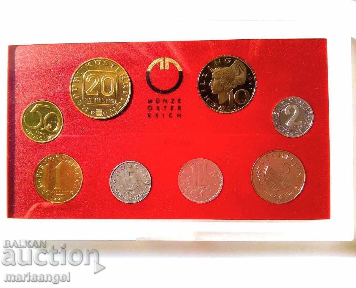 Euro Austria Set 1990 - PROOF 8 coins box - 5