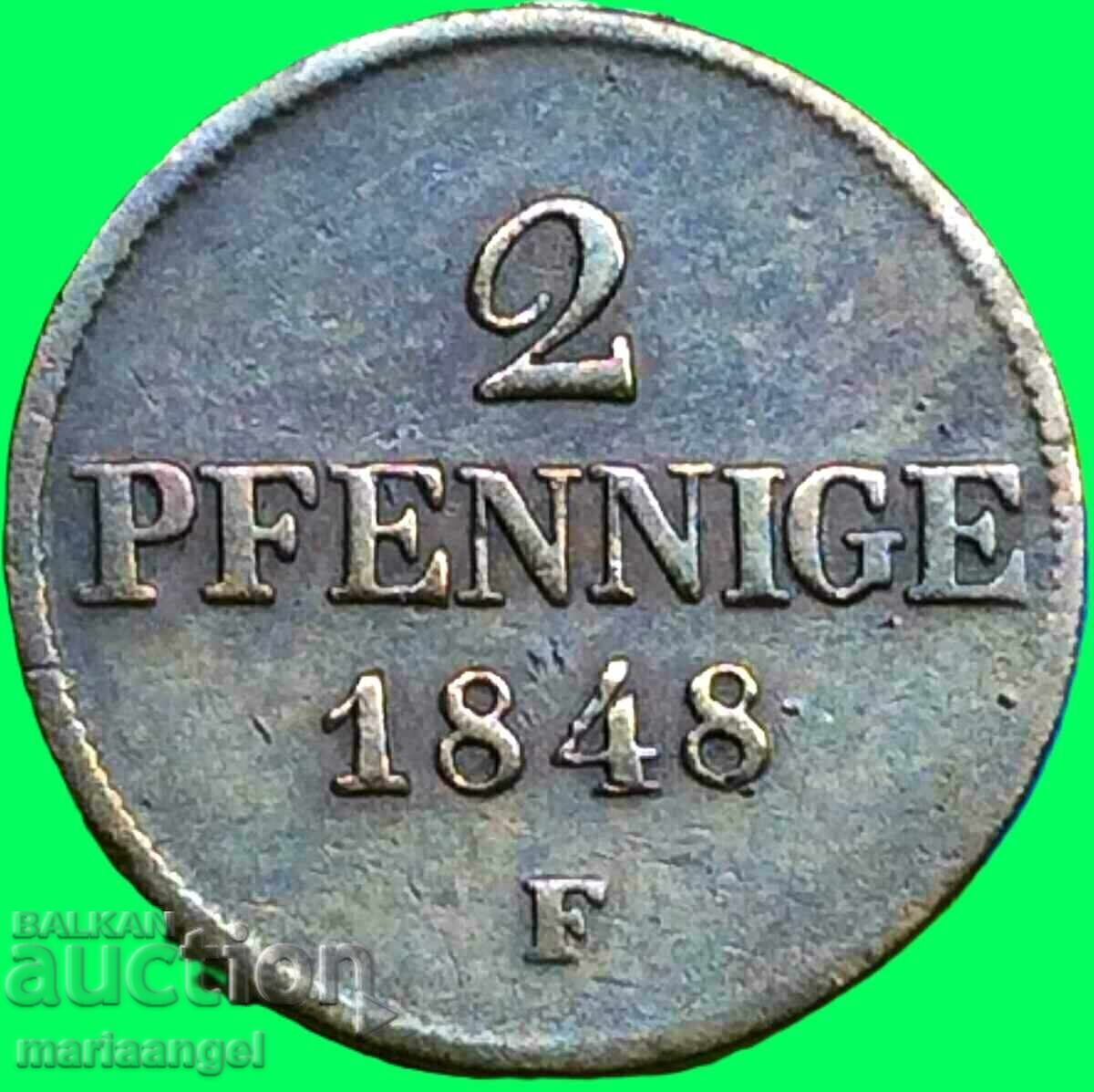 Saxony 2 pfennig 1848 Germany honey