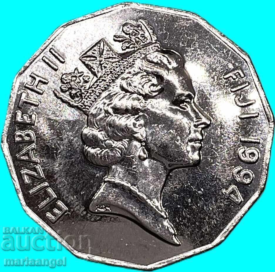 Licitație 50 cenți 1994 Fiji Marea Britanie Elisabeta a II-a