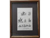 NAUM HADZHIMLADENOV 1894 - 1985 drawing Composition 2 figures