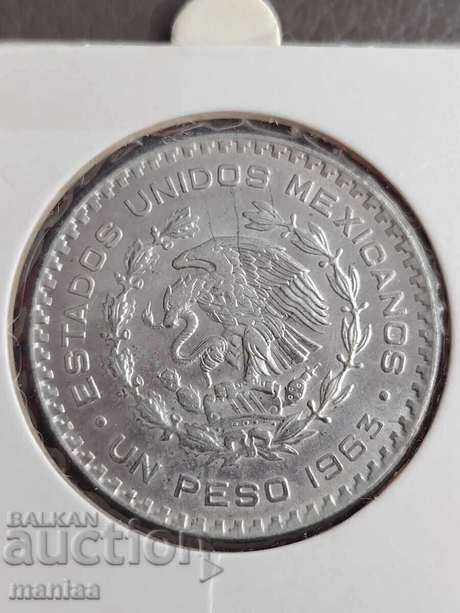 Delivery of 1 peso 1963 Silver Mexico UNC