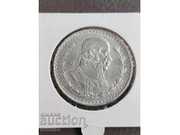 1 песо 1963 г Сребро Мексико UNC