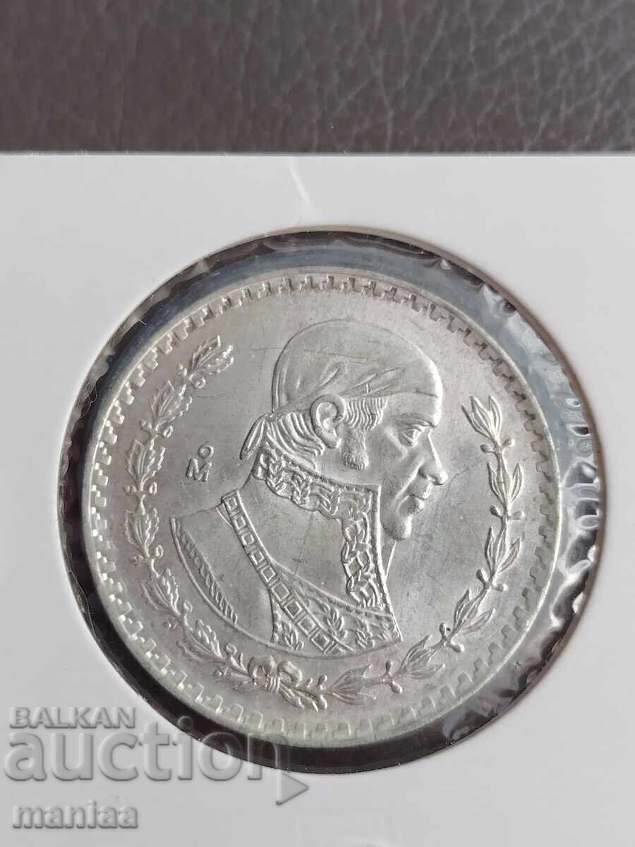 1 песо 1962 г Мексико Сребро UNC