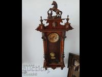 Αντίκα γερμανικό ρολόι τοίχου με άλογο