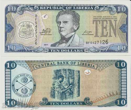 ЗОРБА АУКЦИОНИ  ЛИБЕРИЯ 10  ДОЛАРА  2011   UNC