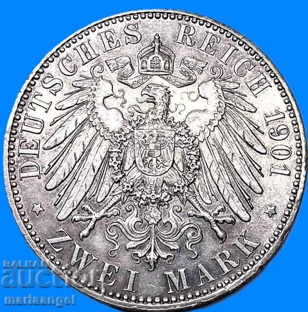 Παράδοση Γερμανία 2 μάρκα 1901 Γουλιέλμος Β' - επετειακό 200 χρόνια Πρωσία ασήμι