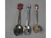 3 Стари сувенирни лъжички с емайл