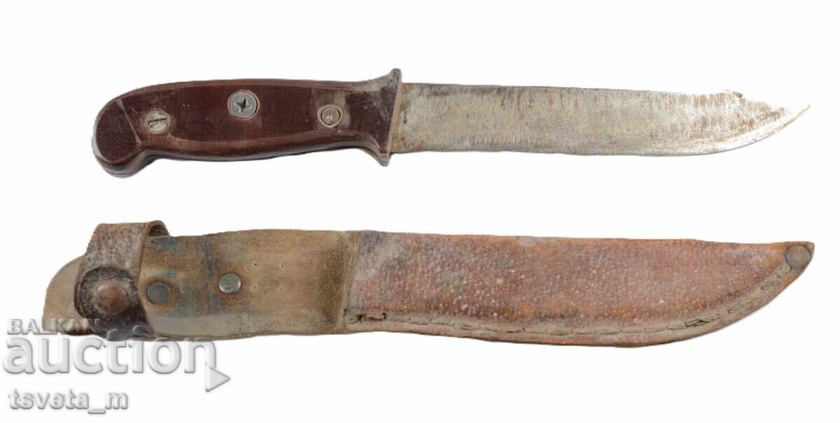 Μαχαίρι αντίκα με δερμάτινο χερούλι