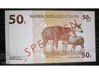 UNC SPECIMEN Bancnotă din Congo 50 Centimes anul 1997