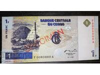 SPECIMEN. UNC. Bancnotă din Congo 1 Franc 1997