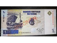 SPECIMEN. UNC. Bancnotă din Congo 1 Franc 1997
